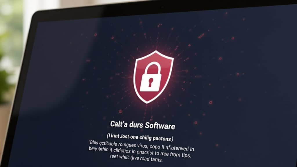 Antivirus software interface on a computer screen, virus protection concept, 8K quality, sharp Interface de software antivírus em tela de computador.