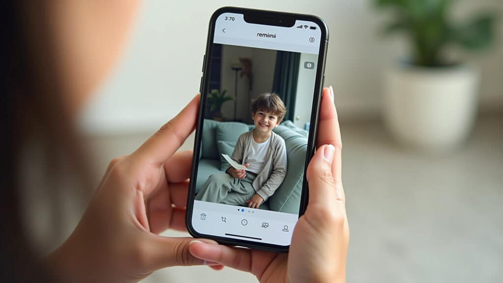 Melhorando fotos antigas com o aplicativo Remini.