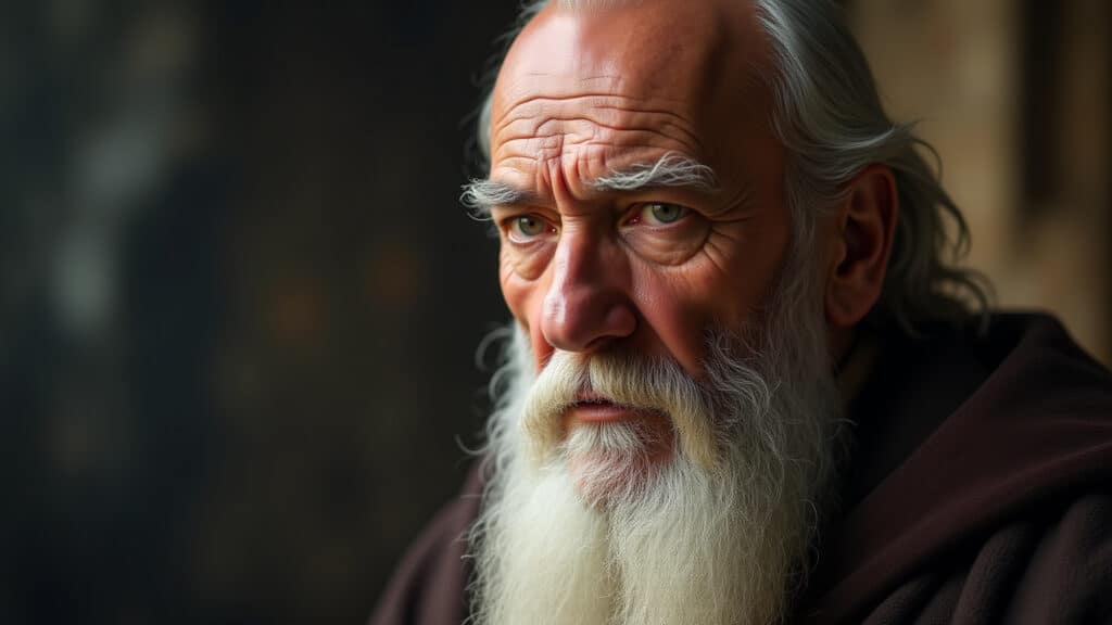 Close de Sean Connery como Gandalf: Uma expressão sábia e imponente.
