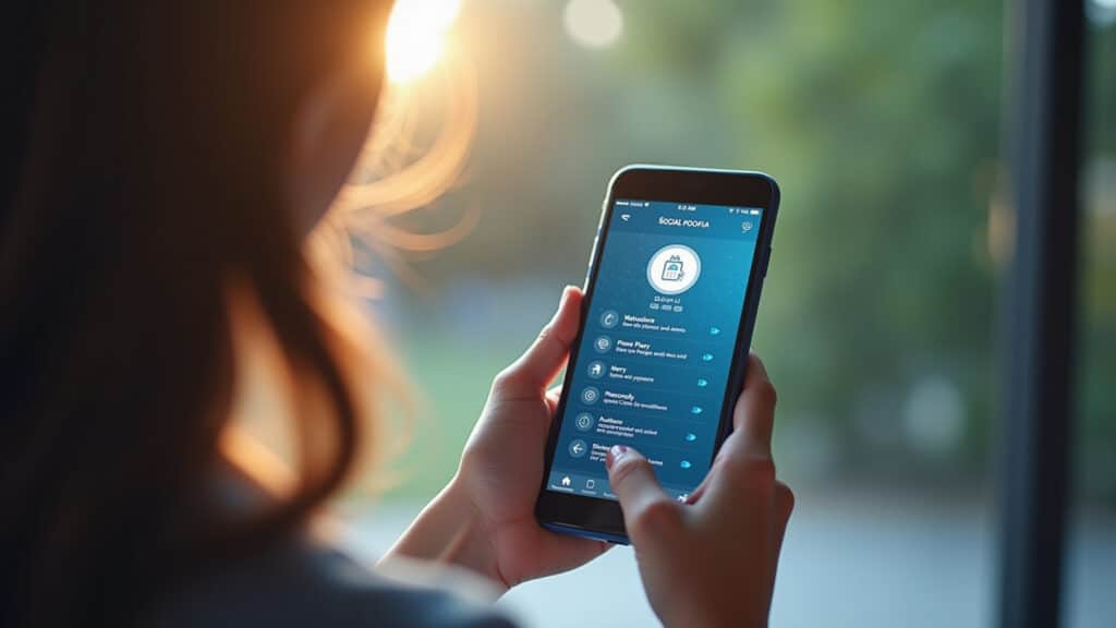 Smartphone displaying fake social media profile, social media security concept, 8K quality, sharp Perfil falso em rede social no smartphone.
