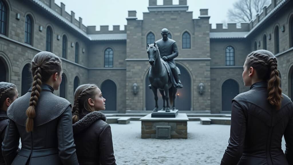 Legado de Ned Stark em Winterfell, filhos reunidos.